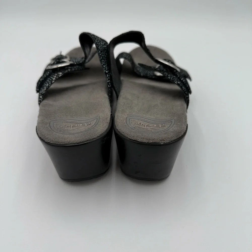 Dansko Leather Sophie Dual Strap Strappy Slip On Clog‎ Sandals Slides Shoes 7.5